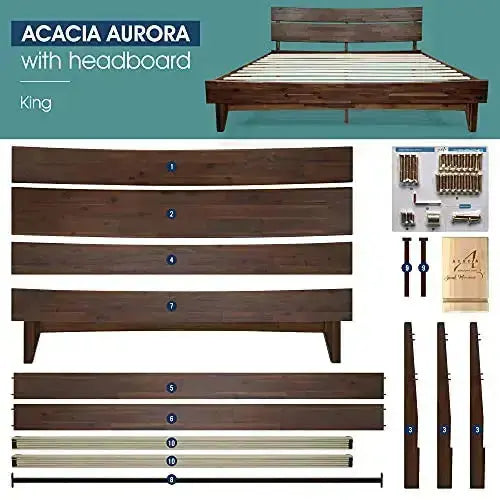 ACACIA Aurora Modern 14" Wooden Platform Bed Frame - Chocolate