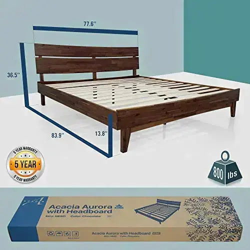 ACACIA Aurora Modern 14" Wooden Platform Bed Frame - Chocolate