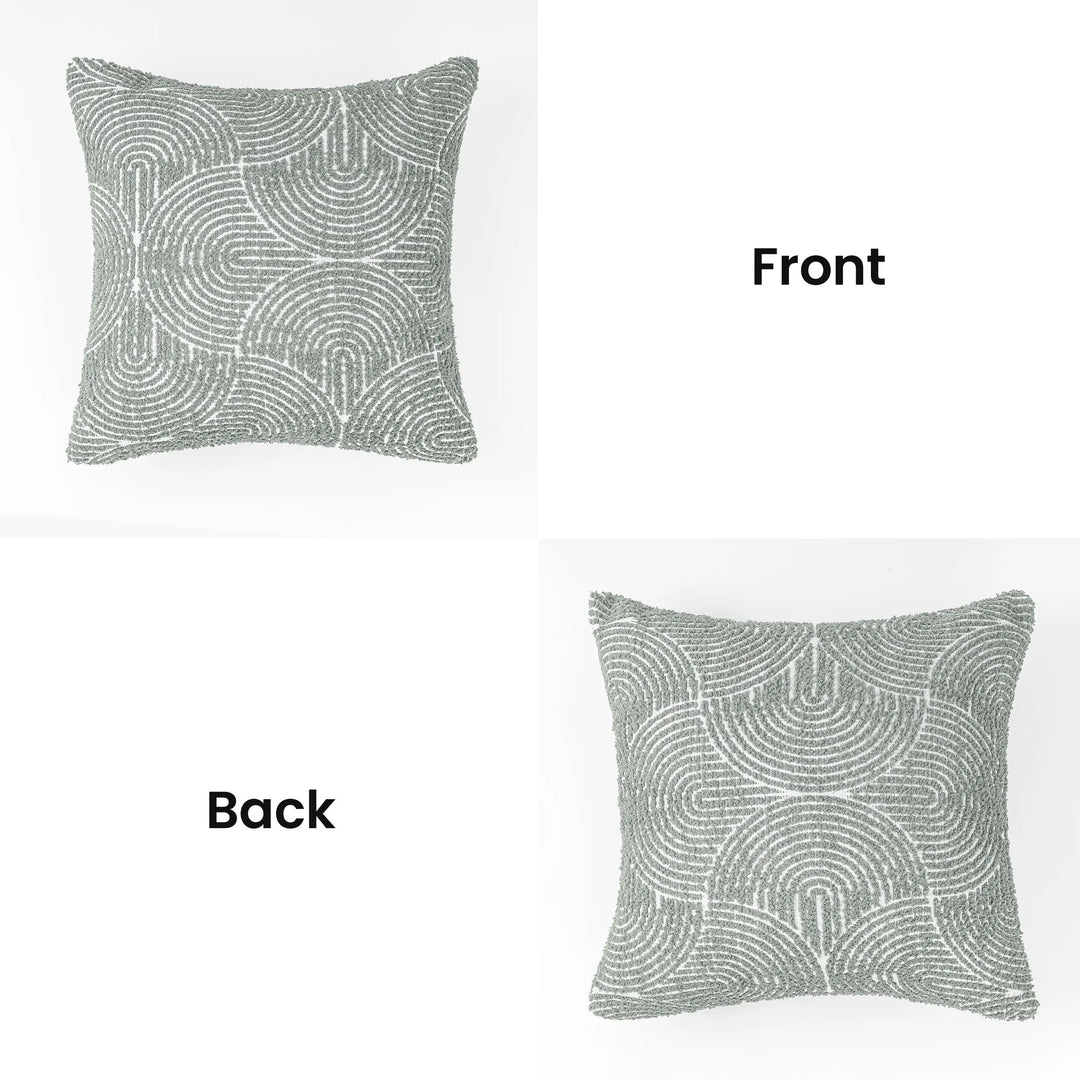 AELS Boho Decorative Textured Throw Pillow Covers 18x18, Organic Modern Mid Century Rainbow Tufted Pillow Case, Farmhouse Rustic Geometric Woven Cushion Case for Bed Couch Sofa, Slate Pale Blue Gray