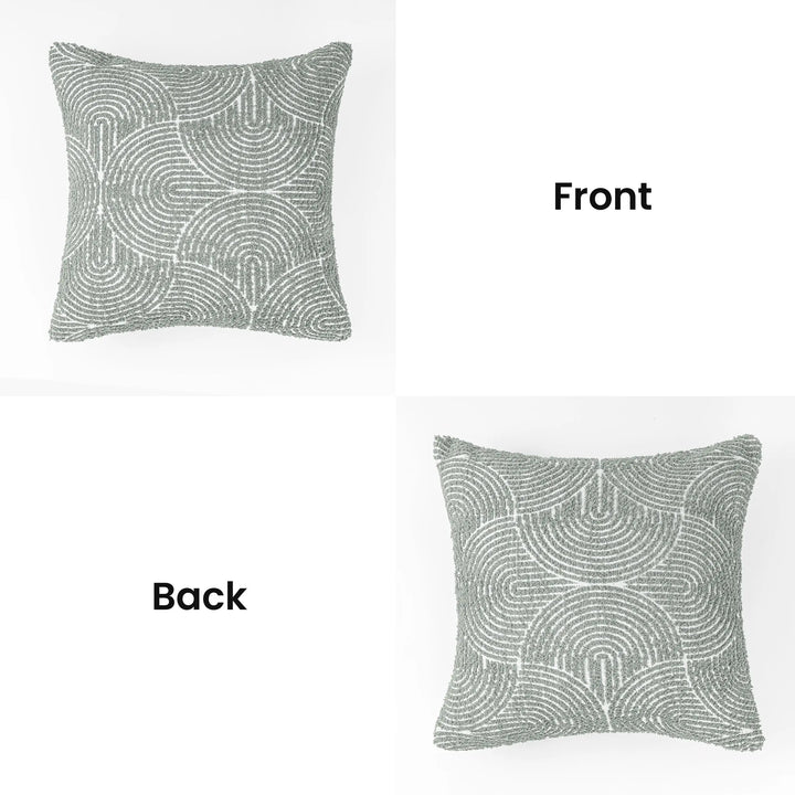 AELS Boho Decorative Textured Throw Pillow Covers 18x18, Organic Modern Mid Century Rainbow Tufted Pillow Case, Farmhouse Rustic Geometric Woven Cushion Case for Bed Couch Sofa, Slate Pale Blue Gray