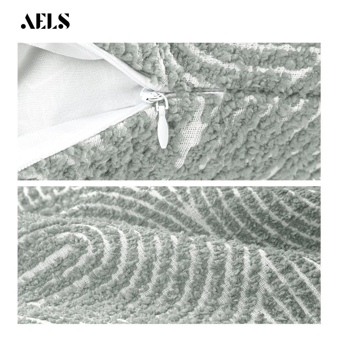 AELS Boho Decorative Textured Throw Pillow Covers 18x18, Organic Modern Mid Century Rainbow Tufted Pillow Case, Farmhouse Rustic Geometric Woven Cushion Case for Bed Couch Sofa, Slate Pale Blue Gray