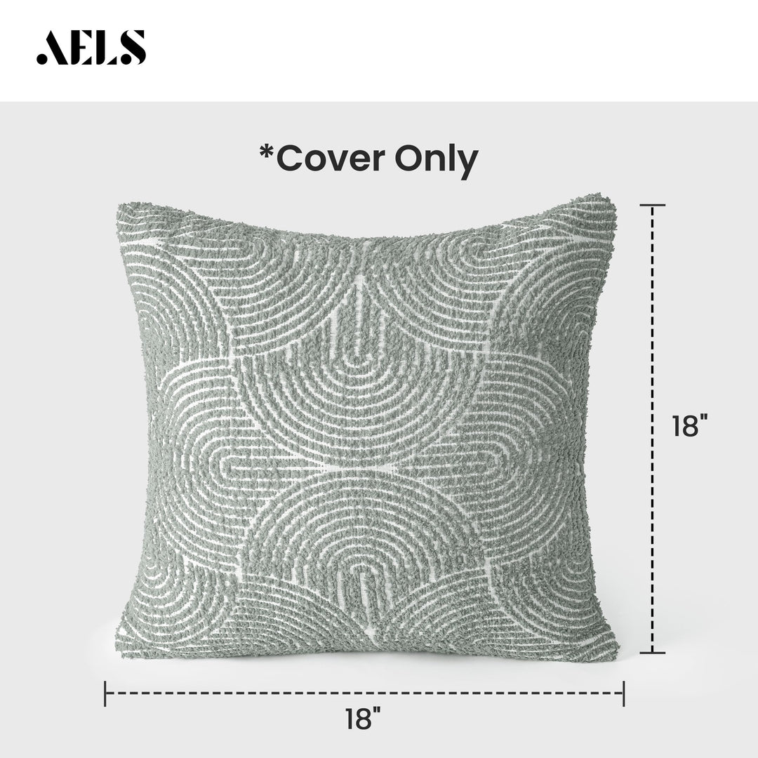 AELS Boho Textured Throw Pillow Covers 18”x18” - Slate Pale Blue Gray 