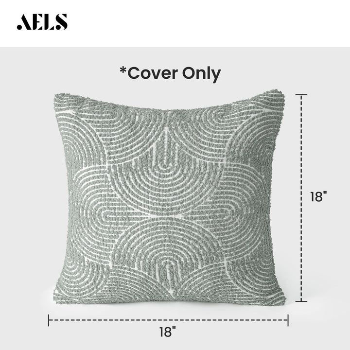 AELS Boho Textured Throw Pillow Covers 18”x18” - Slate Pale Blue Gray 