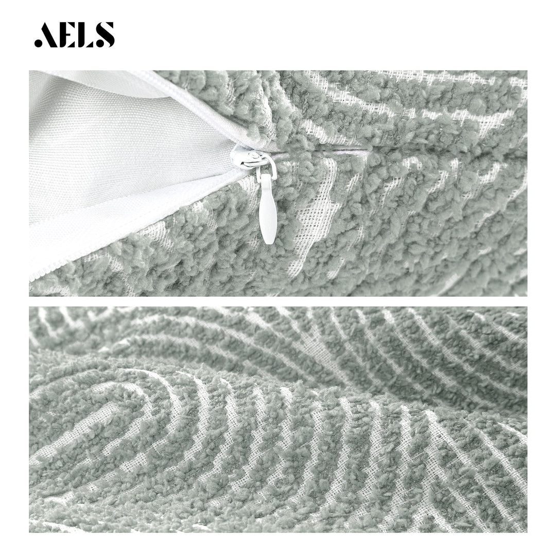 AELS Boho Textured Throw Pillow Covers 18”x18” - Slate Pale Blue Gray 