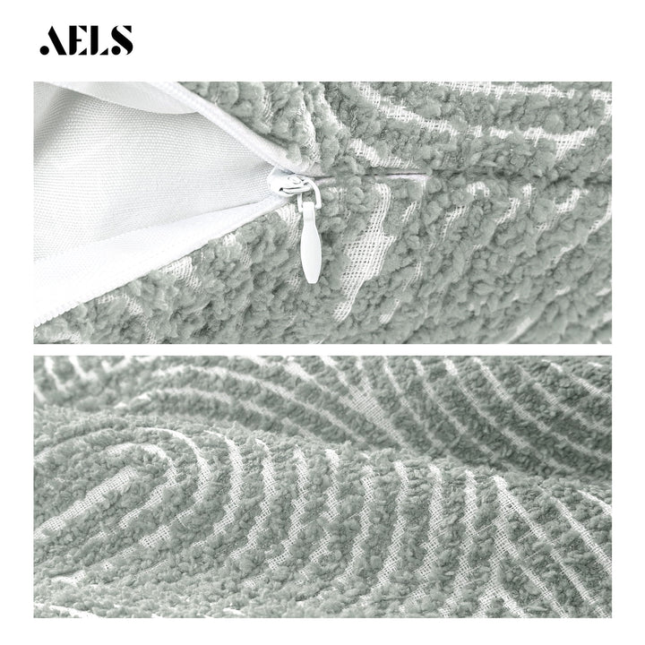 AELS Boho Textured Throw Pillow Covers 18”x18” - Slate Pale Blue Gray 