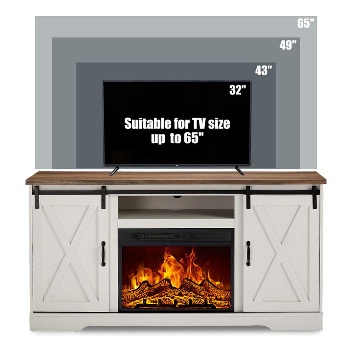 AMERLIFE 59" Fireplace TV Stand for TVs up to 65" with Sliding Barn Doors 