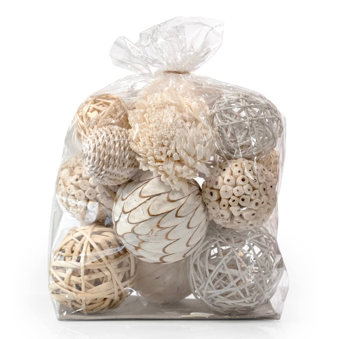 ANDALUCA Large Decorative Balls Bowl Filler Decor Orbs White &amp; Cream (Natural White) 