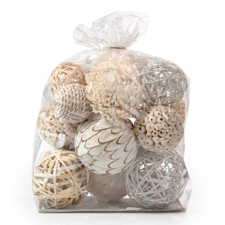 ANDALUCA Large Decorative Balls Bowl Filler Decor Orbs White &amp; Cream (Natural White) 