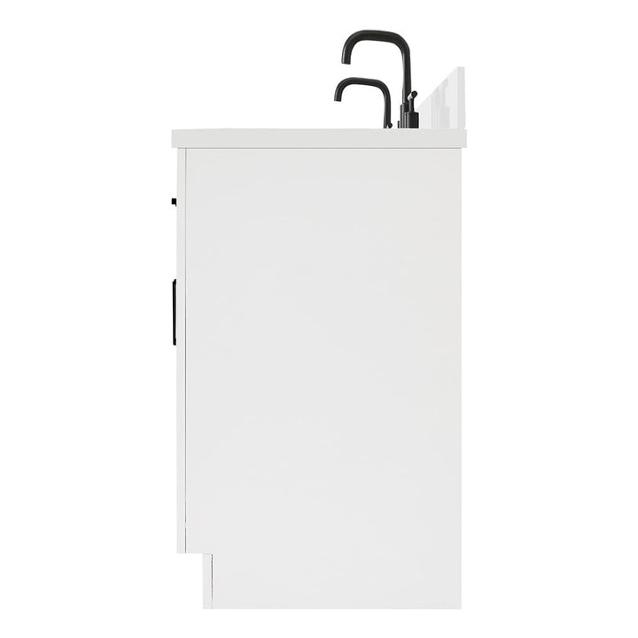 ARIEL Hepburn 72-inch Bathroom Vanity with Sink,Solid Wood, 1.5-inch Pure White Quartz Countertop &amp; Backsplash, Double Oval Porcelain Sink, 4 Soft Closing Doors, 6 Dovetail Drawers, White 