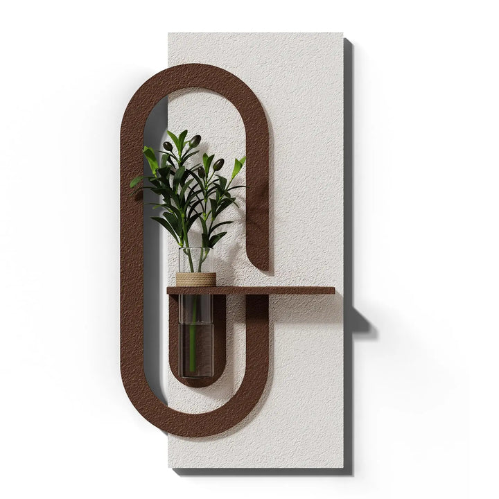 ARPEOTCY Sandstone 3D Wall Art Decor with Shelf Vase, White Brown,Modern