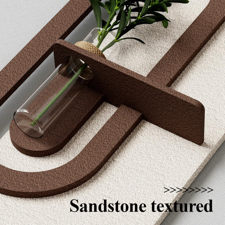 ARPEOTCY Sandstone 3D Wall Art with Shelf Vase, White Brown 