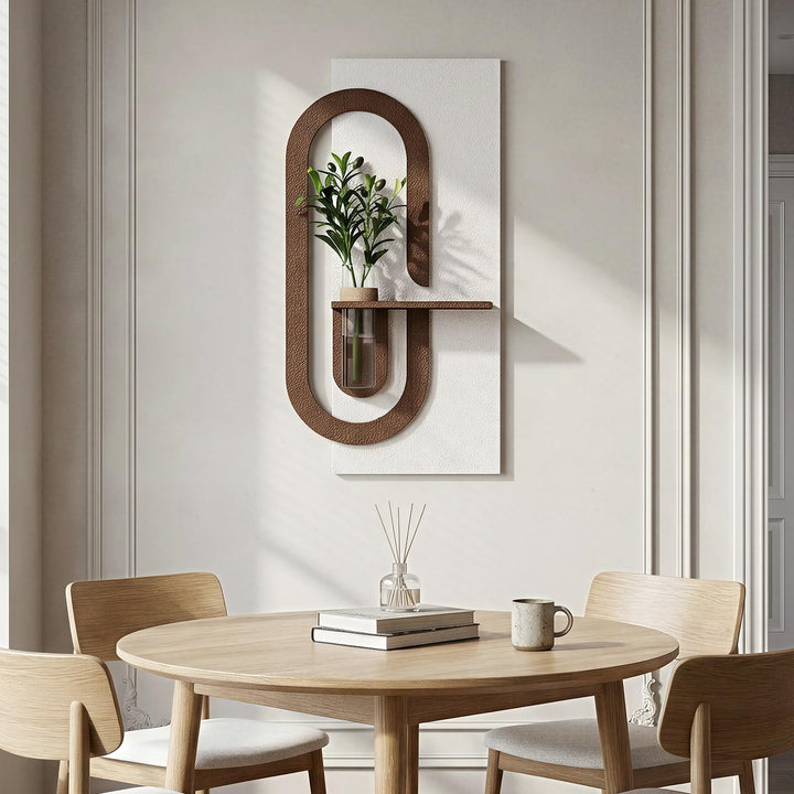 ARPEOTCY Sandstone 3D Wall Art with Shelf Vase, White Brown 