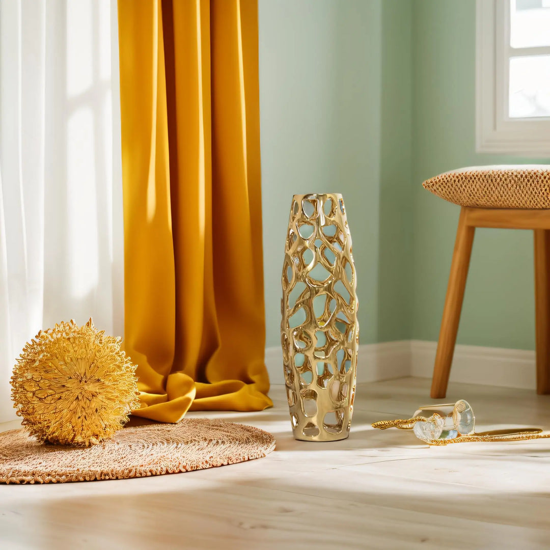 ARSTRIA Large Modern Ceramic Floor Vase, 24 Inch, Gold