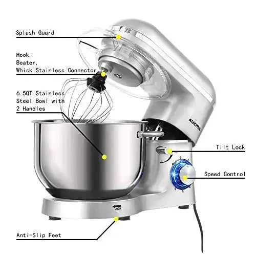 Aucma Stand Mixer,6.5-QT 660W 6-Speed Tilt-Head Food Mixer
