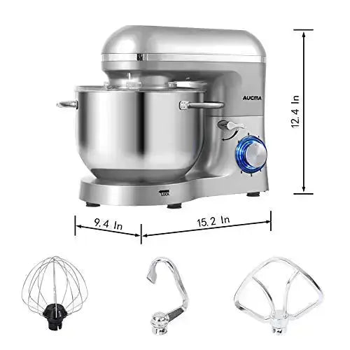 AUCMA Stand Mixer, 6.5 QT Kitchen Electric Mixer - Silver