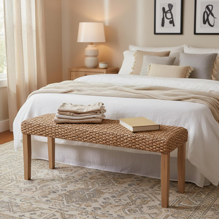 AV CONNECT Woven Acacia Entryway Bench, 47" 