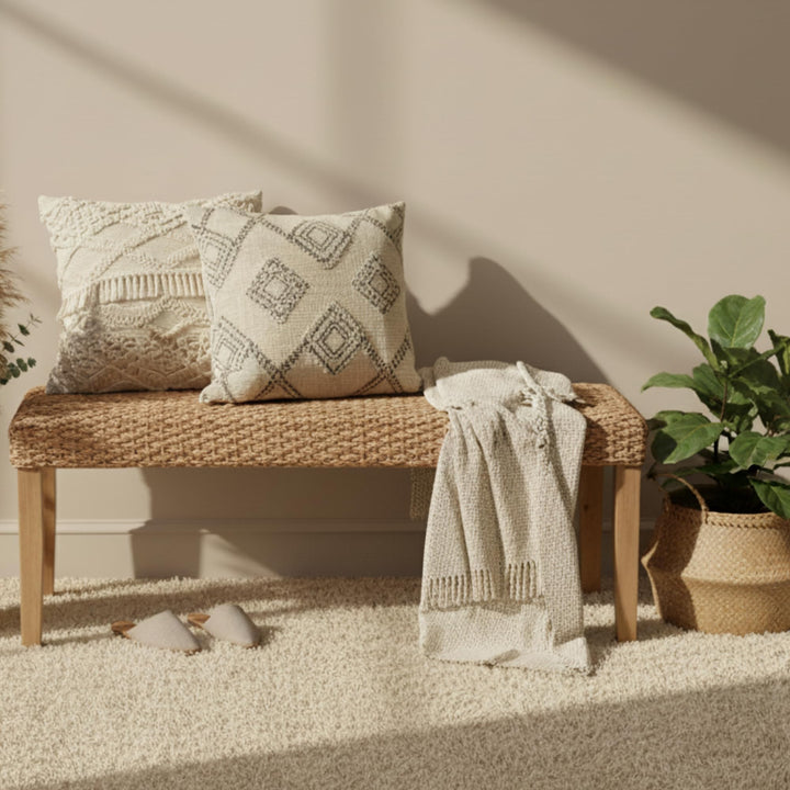 AV CONNECT Woven Acacia Entryway Bench, 47" 
