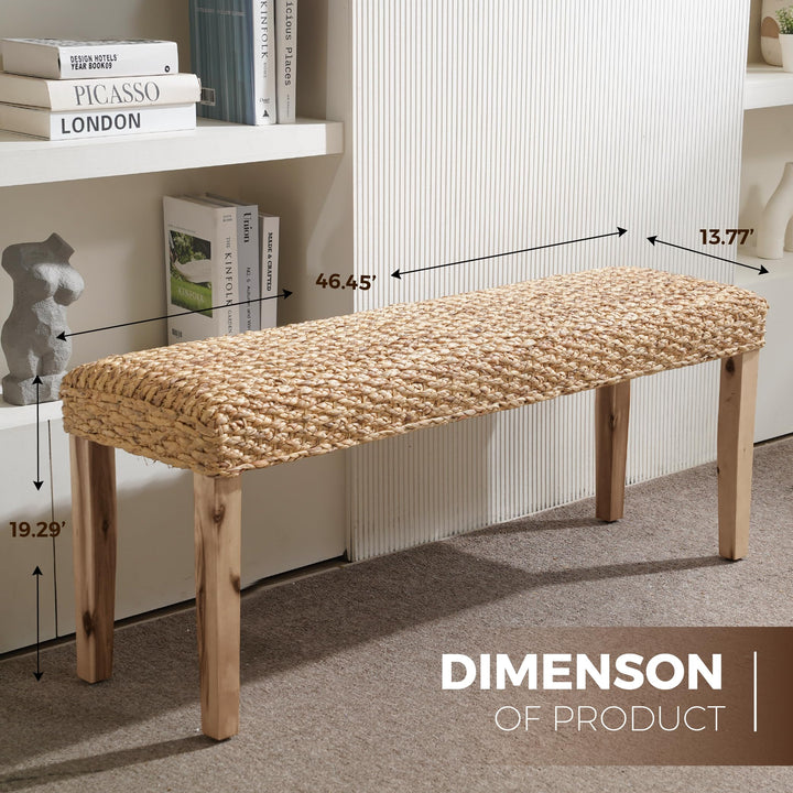 AV CONNECT Woven Acacia Entryway Bench, 47" 