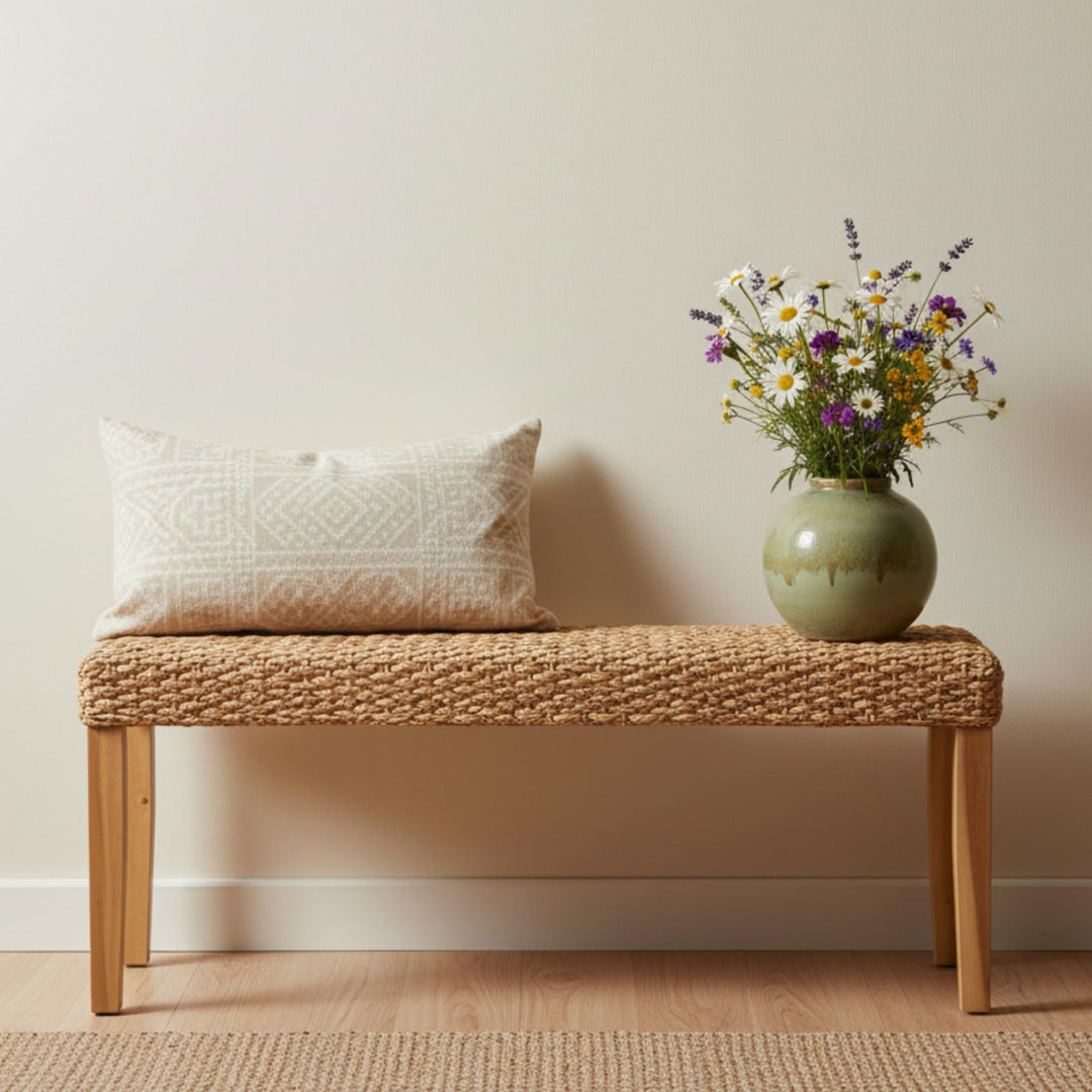 AV CONNECT Woven Acacia Entryway Bench, 47" 