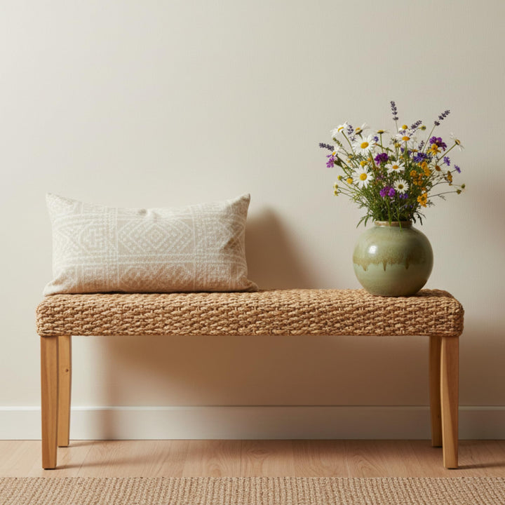 AV CONNECT Woven Acacia Entryway Bench, 47" 