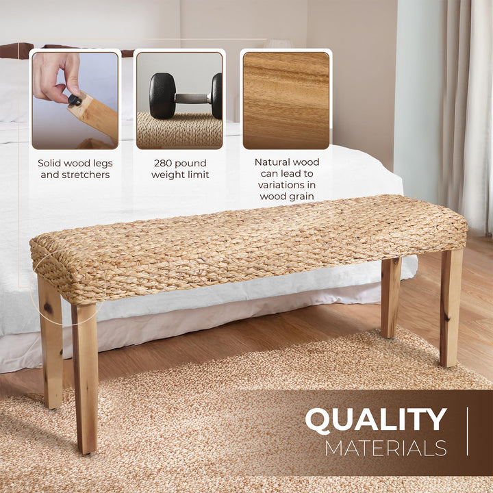AV CONNECT Woven Acacia Entryway Bench, 47" 