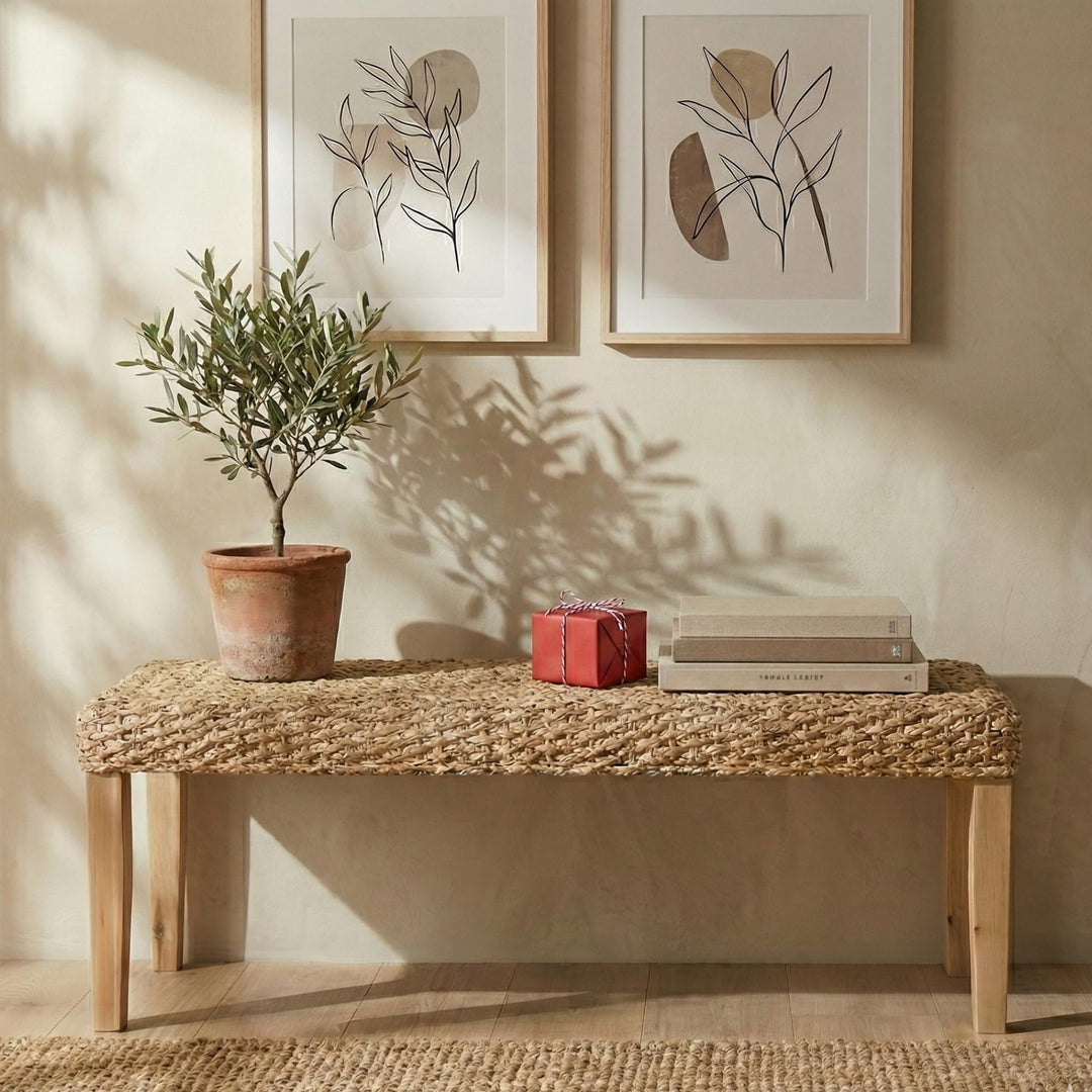 AV CONNECT Woven Acacia Entryway Bench, 47" 