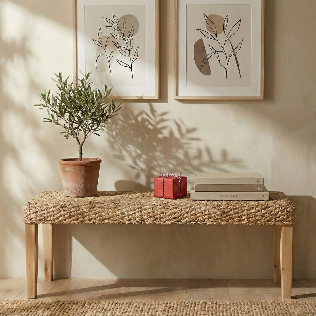 AV CONNECT Woven Acacia Entryway Bench, 47" 
