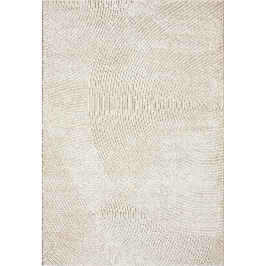 Abani Neutral Beige Area Rug | 8' x 10' Tan Geometric Carpet with Zen Circle Pattern | Rugs for Living Room, Bedroom, Office