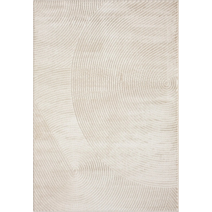 Abani Neutral Beige Area Rug | 8' x 10' Tan Geometric Carpet with Zen Circle Pattern | Rugs for Living Room, Bedroom, Office