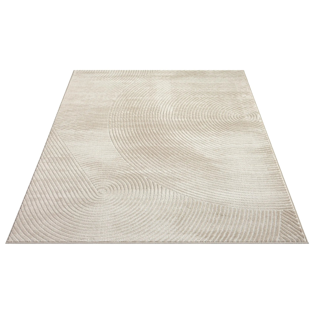 Abani Neutral Beige Area Rug | 8' x 10' Tan Geometric Carpet with Zen Circle Pattern | Rugs for Living Room, Bedroom, Office