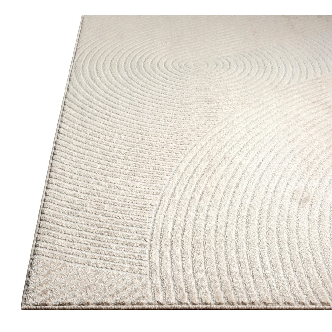 Abani Neutral Beige Area Rug | 8' x 10' Tan Geometric Carpet with Zen Circle Pattern | Rugs for Living Room, Bedroom, Office