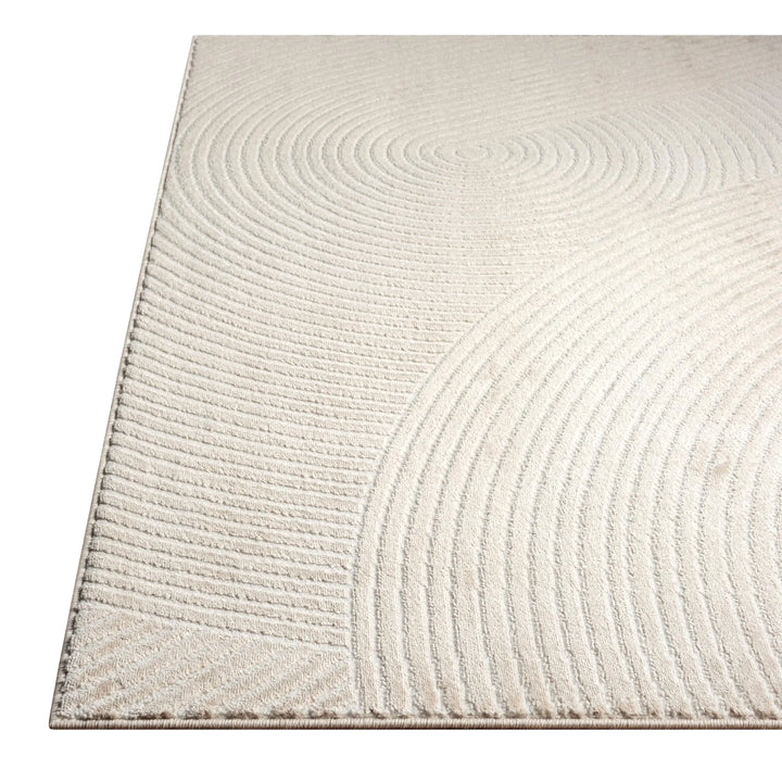 Abani Neutral Beige Area Rug | 8' x 10' Tan Geometric Carpet with Zen Circle Pattern | Rugs for Living Room, Bedroom, Office