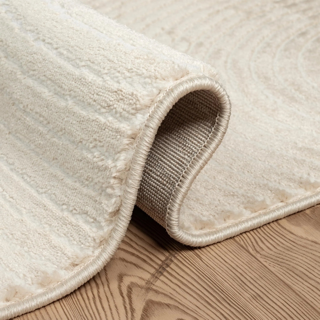 Abani Neutral Beige Area Rug | 8' x 10' Tan Geometric Carpet with Zen Circle Pattern | Rugs for Living Room, Bedroom, Office