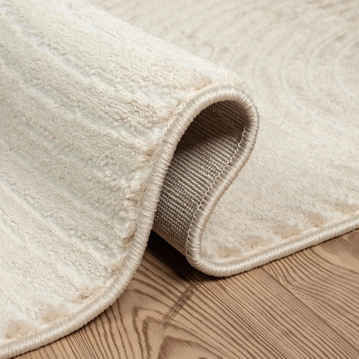 Abani Neutral Beige Area Rug | 8' x 10' Tan Geometric Carpet with Zen Circle Pattern | Rugs for Living Room, Bedroom, Office