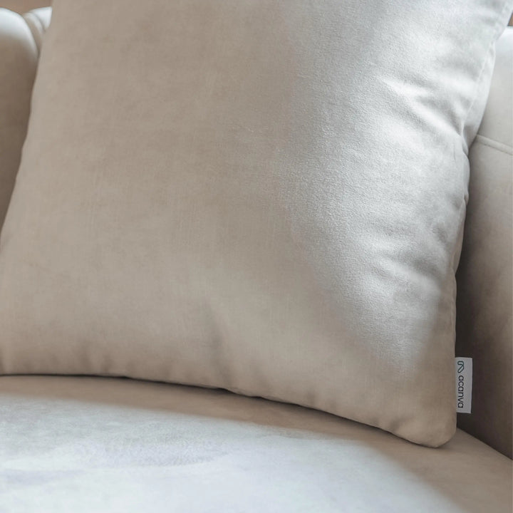 Acanva Sectional, Luxury Modern Tight Curved Back Velvet Sofa, L-Shaped - Cream