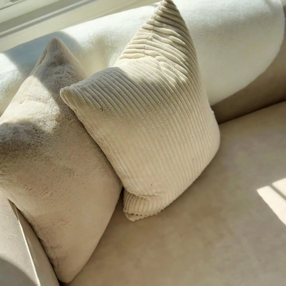 Acanva Luxury Velvet Sofa, Curved Back, Minimalist Style - Cream