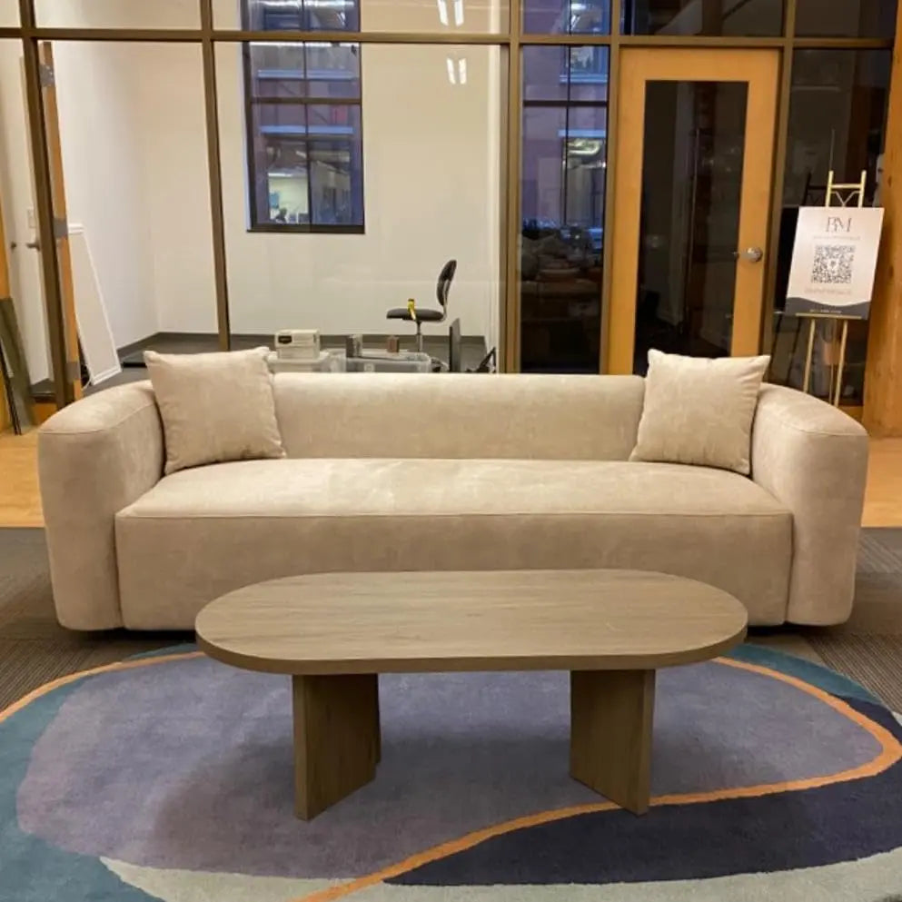 Acanva Luxury Velvet Sofa, Curved Back, Minimalist Style - Cream