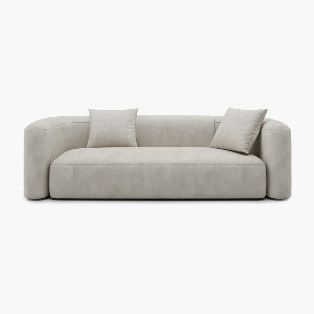 Acanva Luxury Velvet Sofa, Curved Back, Minimalist Style - Cream