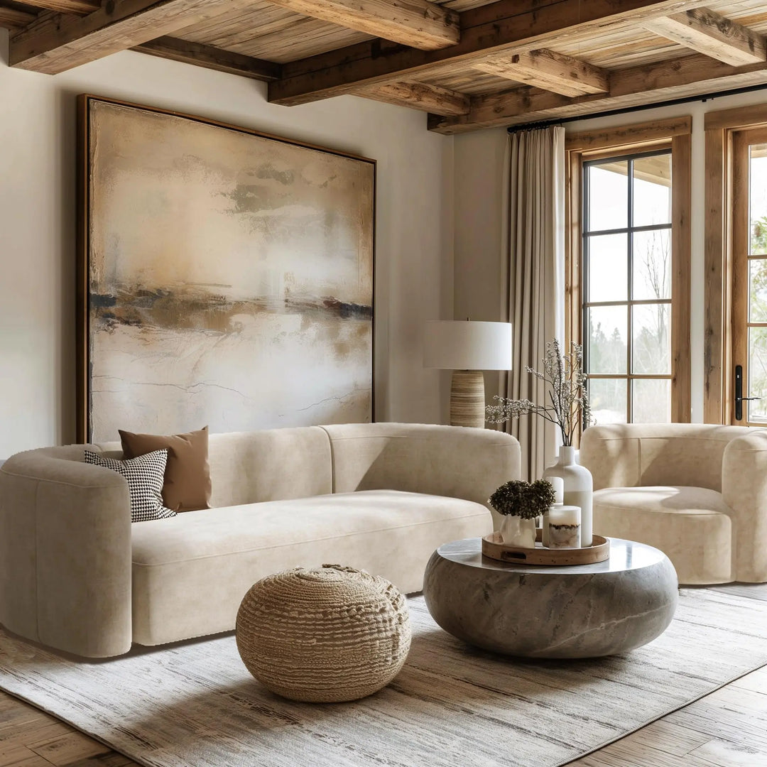 Acanva Luxury Velvet Sofa, Curved Back, Minimalist Style - Cream