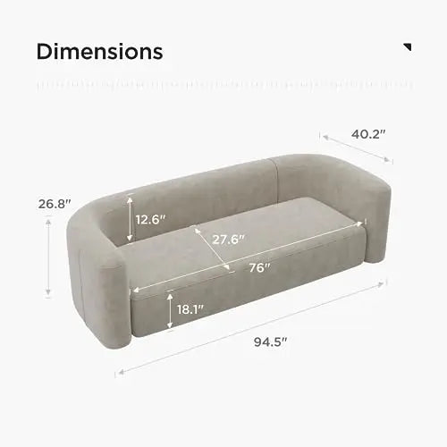 Acanva Luxury Velvet Sofa, Curved Back, Minimalist Style - Cream