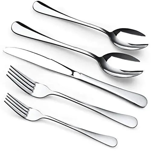 Acnusik Flatware, 40-Piece Stainless Steel Flatware Silverware Set - Silver