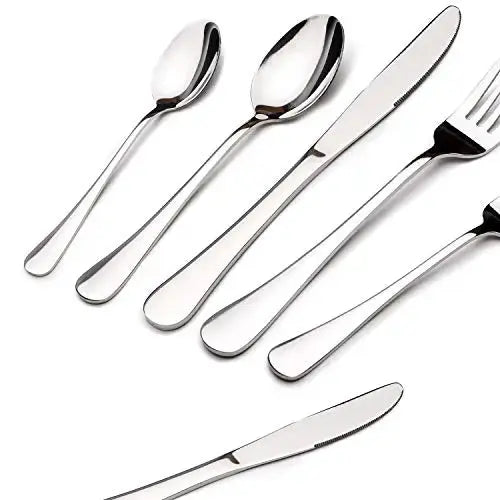 Acnusik Flatware, 40-Piece Stainless Steel Flatware Silverware Set - Silver