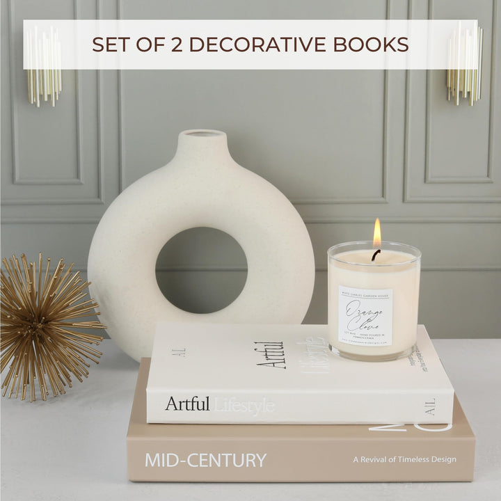 Aesthetic Decorative Books Set of 2 - Stylish Boxes for Coffee Table Decor 
