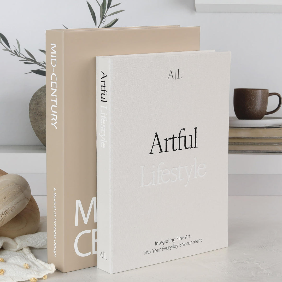 Aesthetic Decorative Books Set of 2 - Stylish Boxes for Coffee Table Decor 