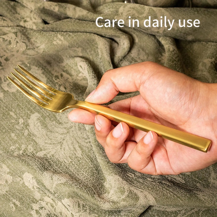 Alata Cube Gold 20-Piece Forged Stainless Steel Matte Flatware Set for 4