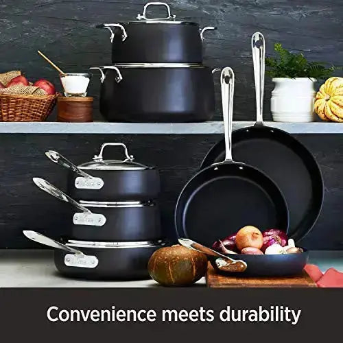 All-Clad HA1 Hard Anodized Nonstick Cookware 2–Piece Set, PFOA Free - Black