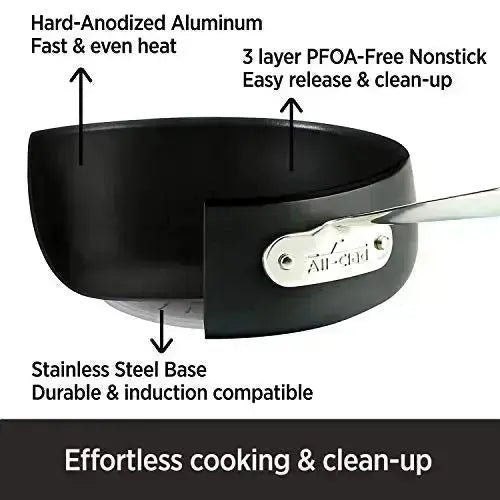 All-Clad HA1 Hard Anodized Nonstick Cookware 2–Piece Set, PFOA Free - Black