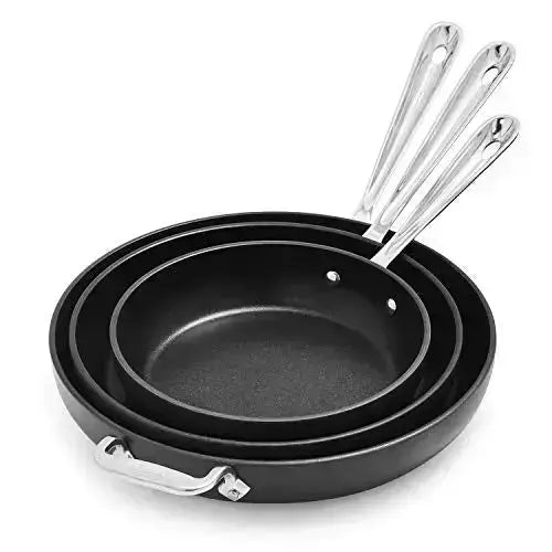 All-Clad HA1 Nonstick Cookware Set of 3 Skillets - Black