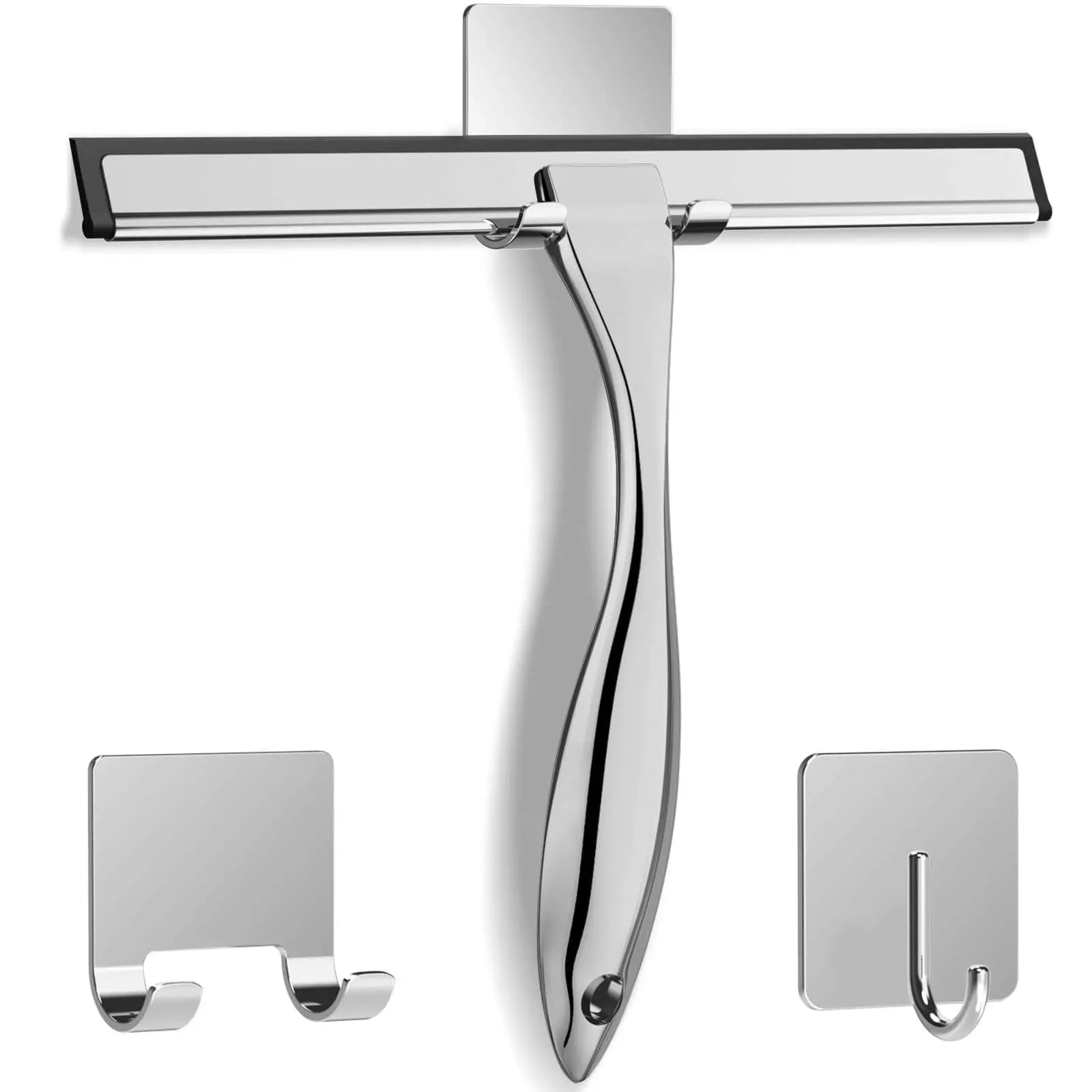 All-Purpose Stainless Steel Shower Squeegee for Shower Glass Door, 10” - Silver 