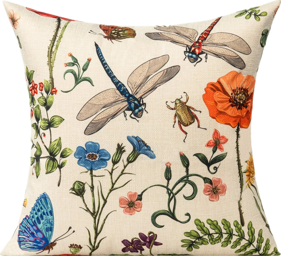 All Smiles Outdoor Patio Throw Pillow Covers 18x18 Set of 4 Spring Summer Garden Flowers Farmhouse Décor Outside Furniture Bench Chair Decorative Cushion Cases for Swing Deep Seat Bed Couch Sofa